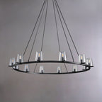 60 Inch Cone Glass Wagon Wheel Chandelier - Pauillac