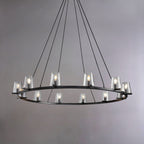 60 Inch Cone Glass Wagon Wheel Chandelier - Pauillac
