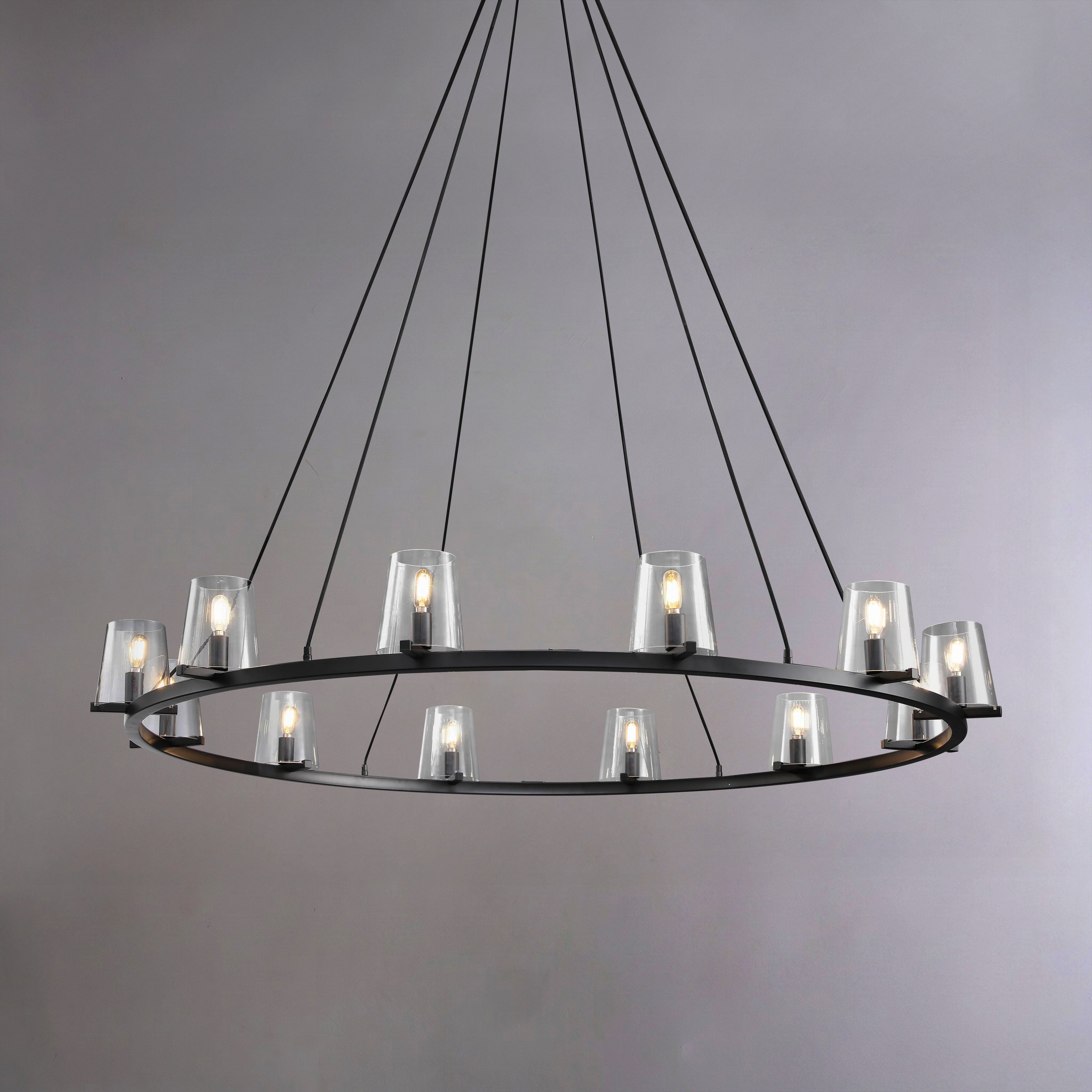 60 Inch Cone Glass Wagon Wheel Chandelier - Pauillac