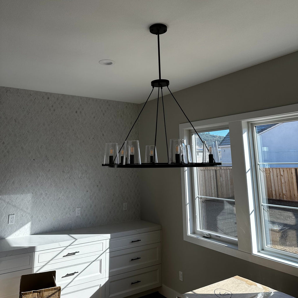 36 Inch Tapered Glass Wagon Wheel Chandelier - Pauillac