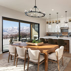 36 Inch Tapered Glass Wagon Wheel Chandelier - Pauillac