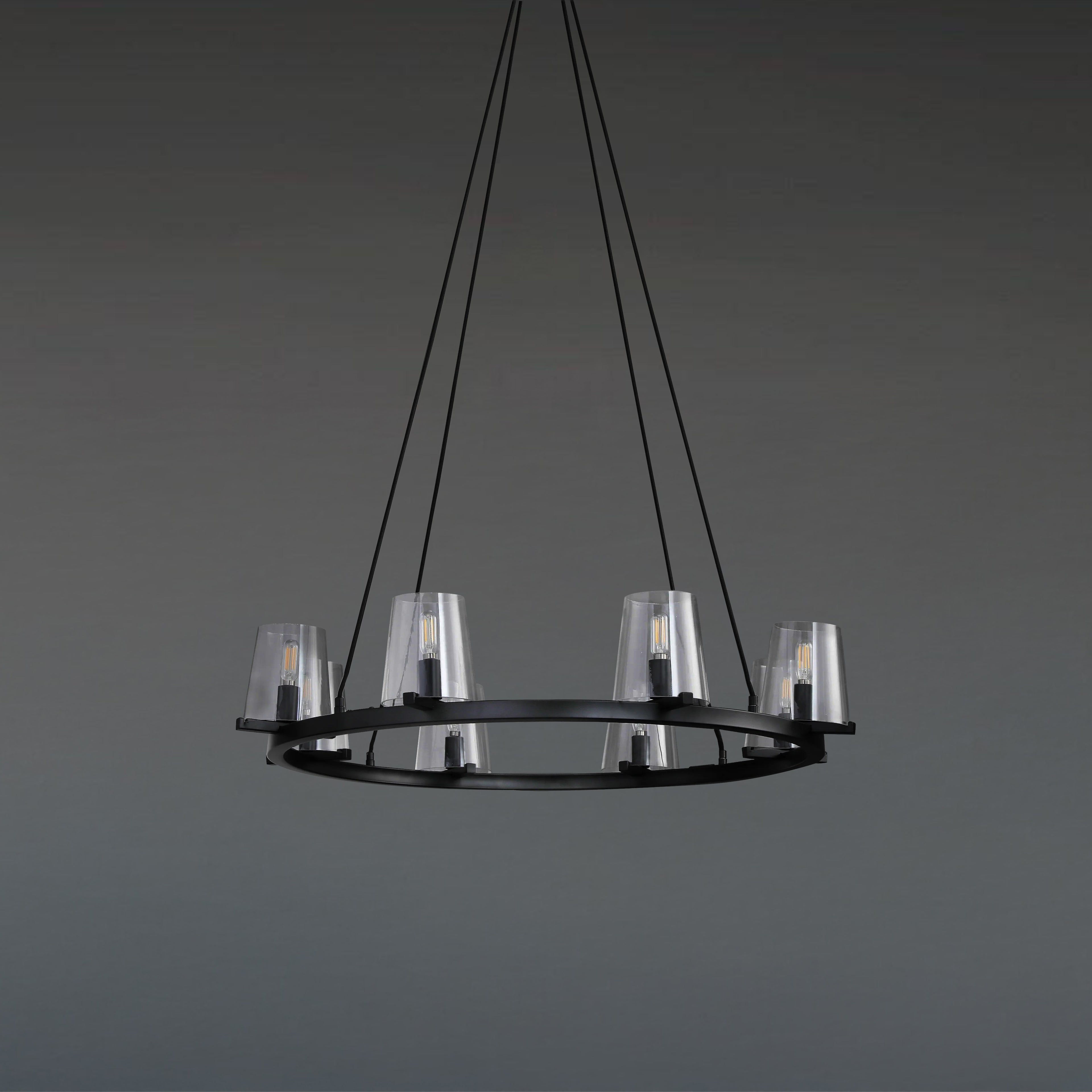 36 Inch Tapered Glass Wagon Wheel Chandelier - Pauillac