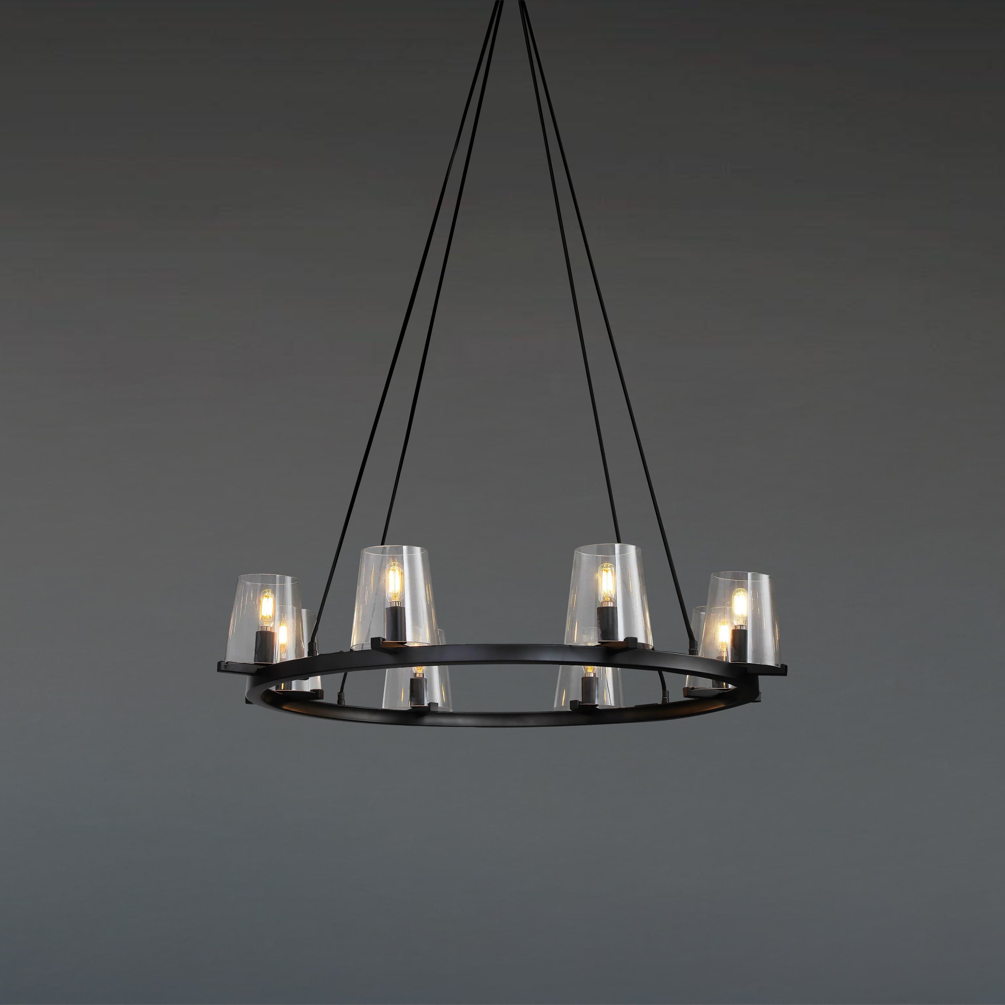 36 Inch Tapered Glass Wagon Wheel Chandelier - Pauillac