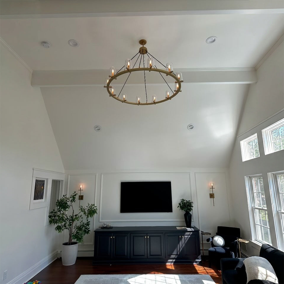 48 Inch Tapered Glass Wagon Wheel Chandelier - Pauillac