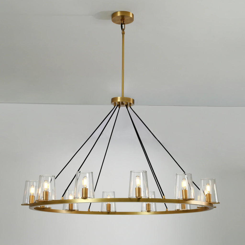 48 Inch Tapered Glass Wagon Wheel Chandelier - Pauillac