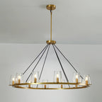 48 Inch Tapered Glass Wagon Wheel Chandelier - Pauillac