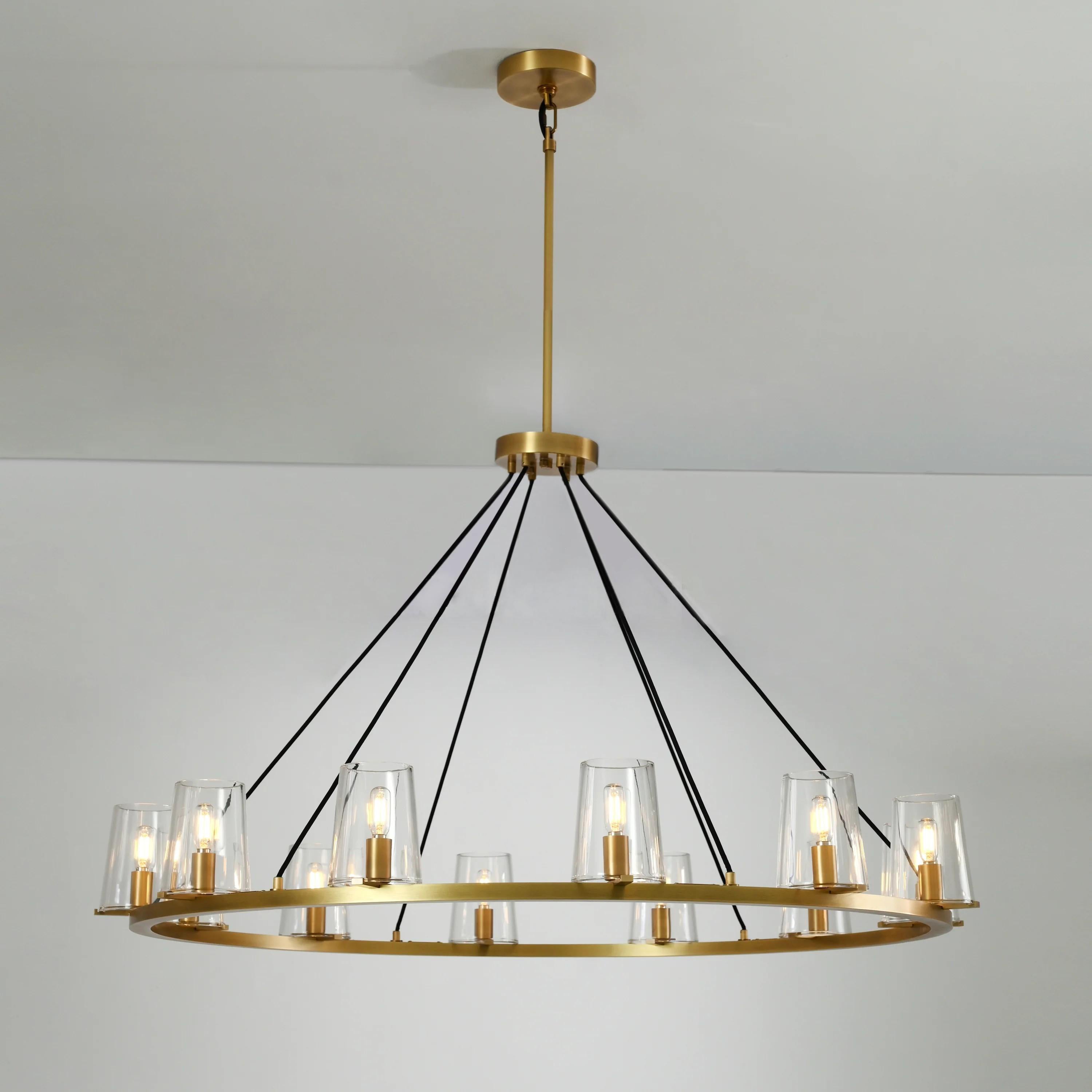 48 Inch Tapered Glass Wagon Wheel Chandelier - Pauillac
