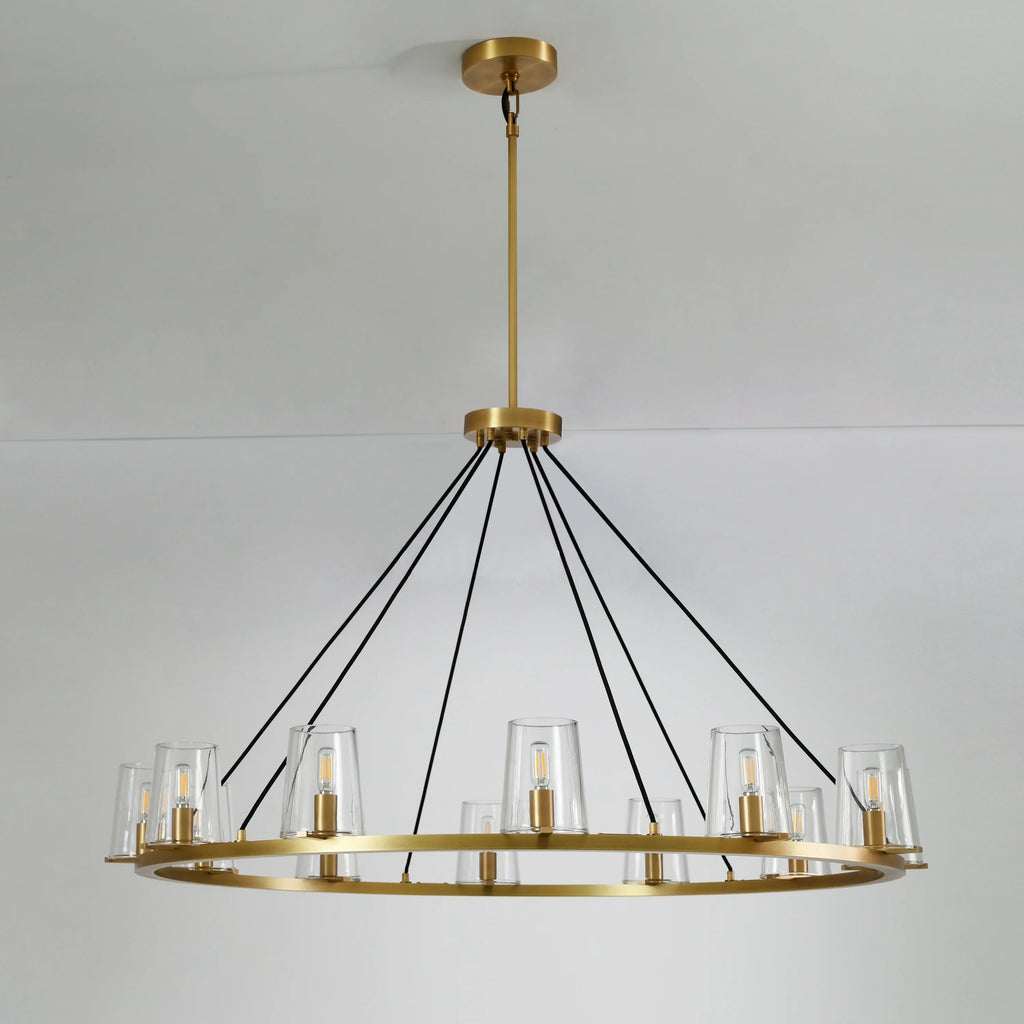 48 Inch Tapered Glass Wagon Wheel Chandelier - Pauillac