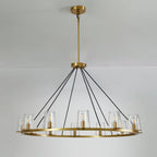 48 Inch Tapered Glass Wagon Wheel Chandelier - Pauillac