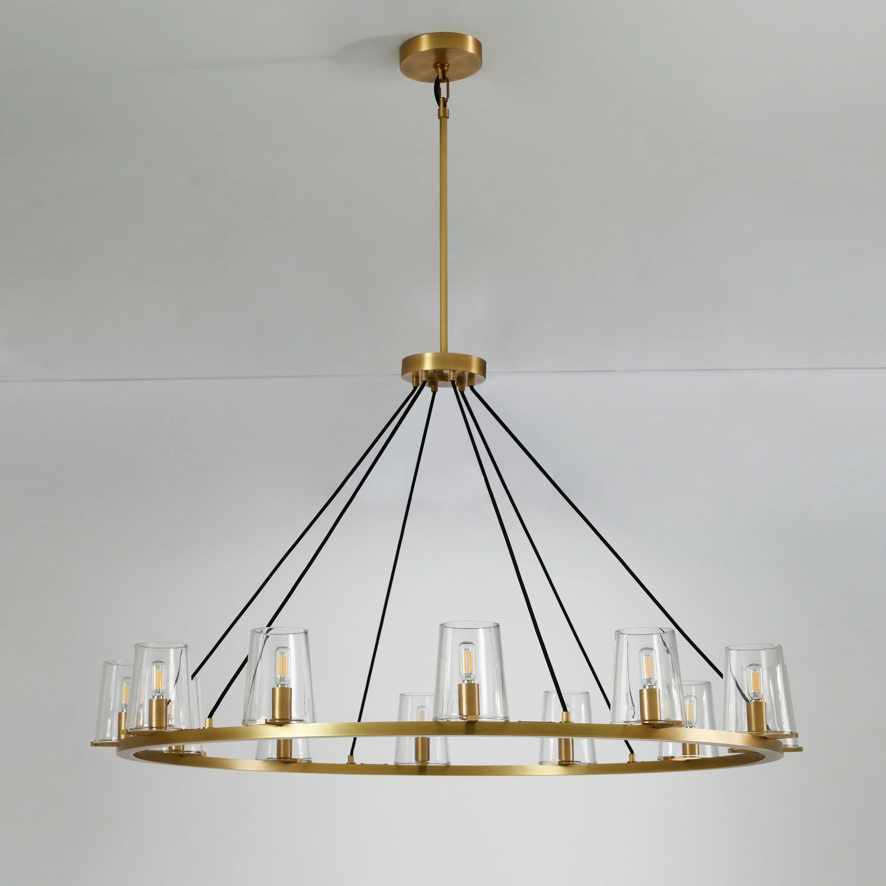 48 Inch Tapered Glass Wagon Wheel Chandelier - Pauillac