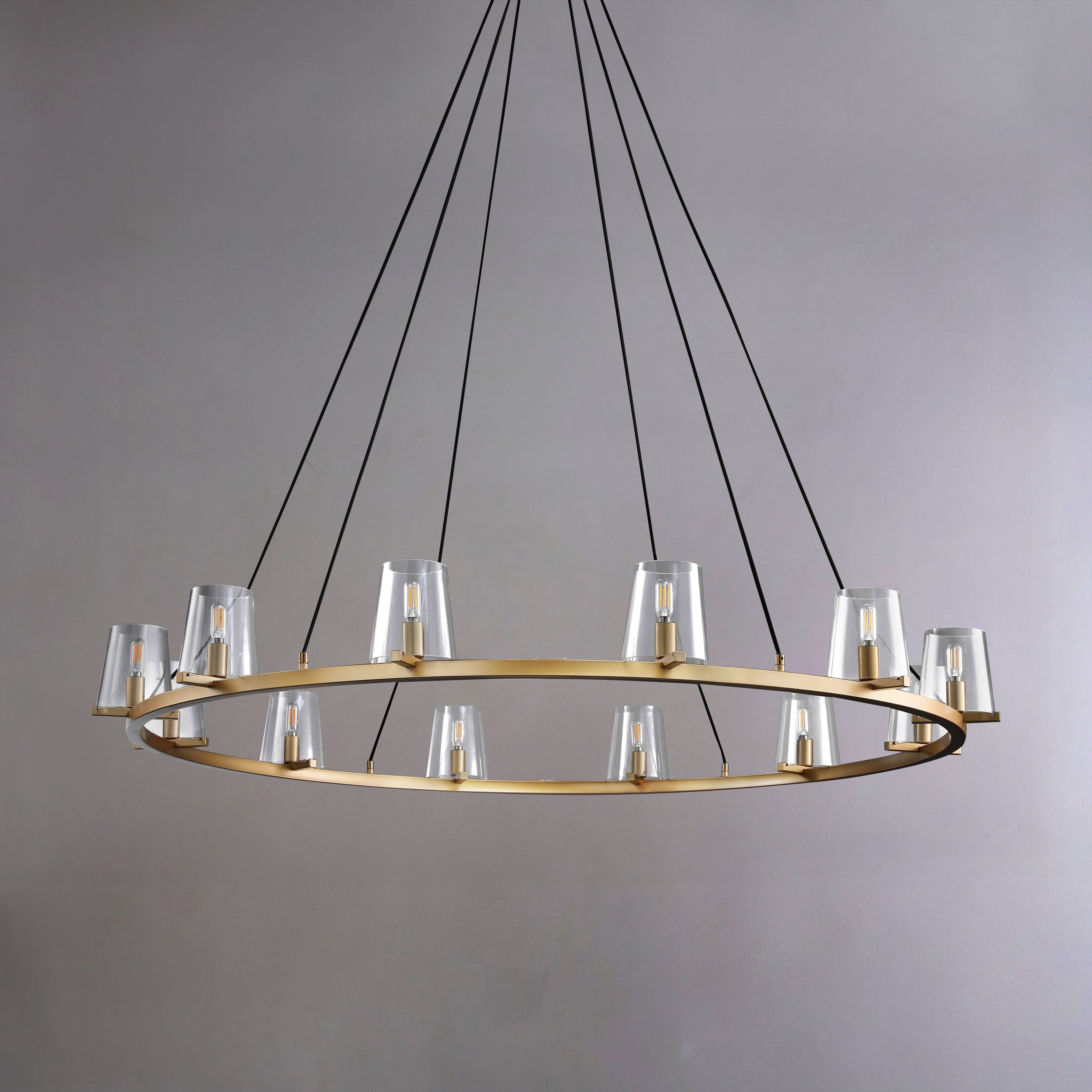 60 Inch Cone Glass Wagon Wheel Chandelier - Pauillac