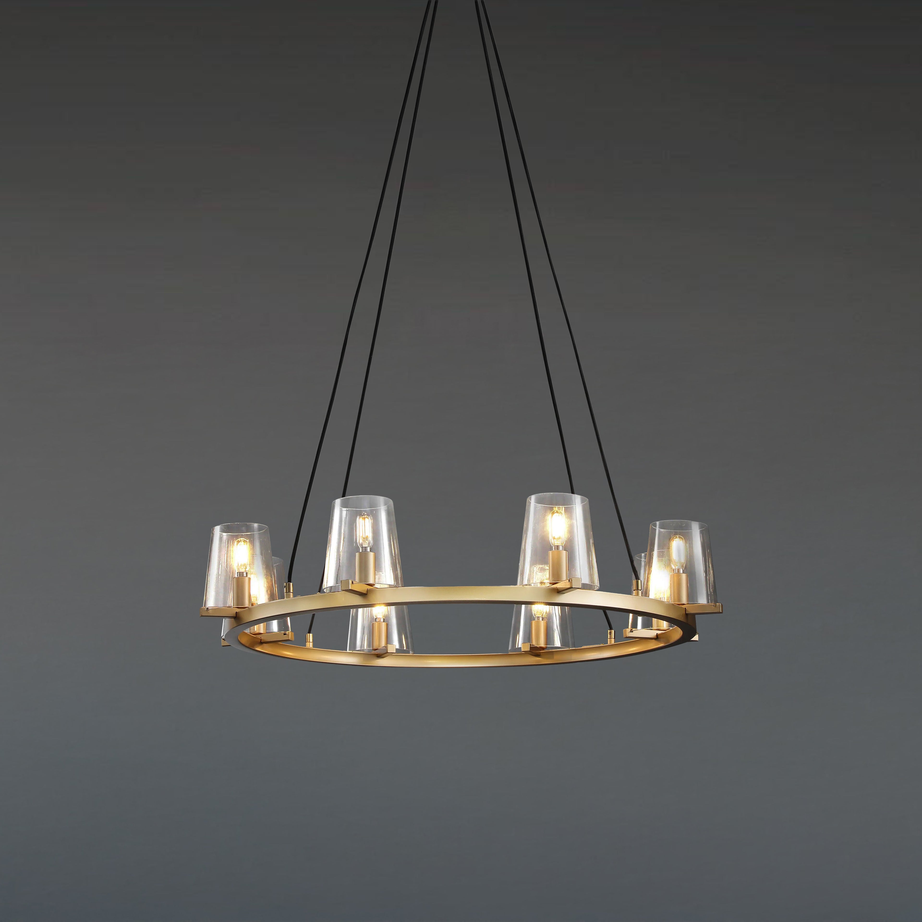 36 Inch Tapered Glass Wagon Wheel Chandelier - Pauillac