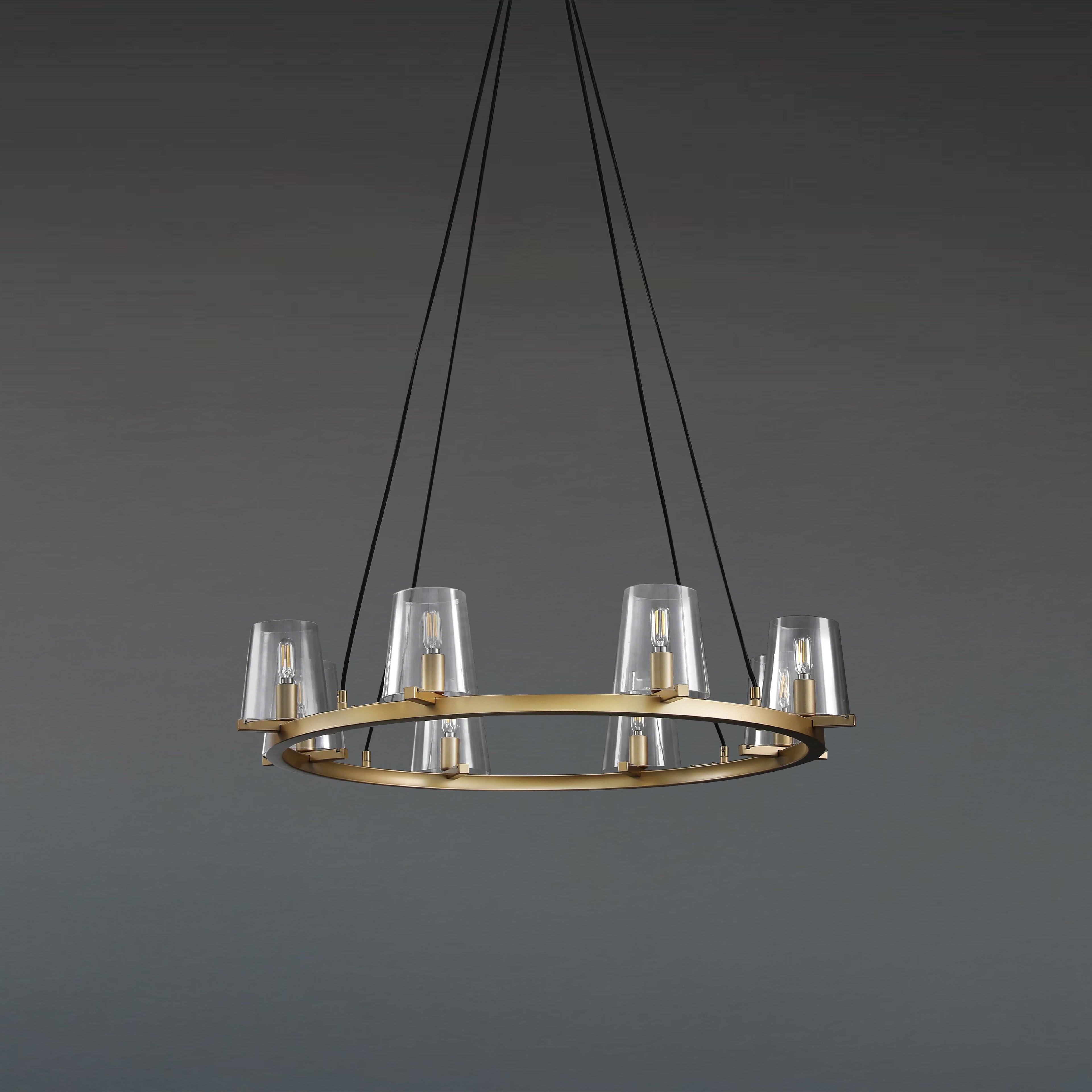 36 Inch Tapered Glass Wagon Wheel Chandelier - Pauillac