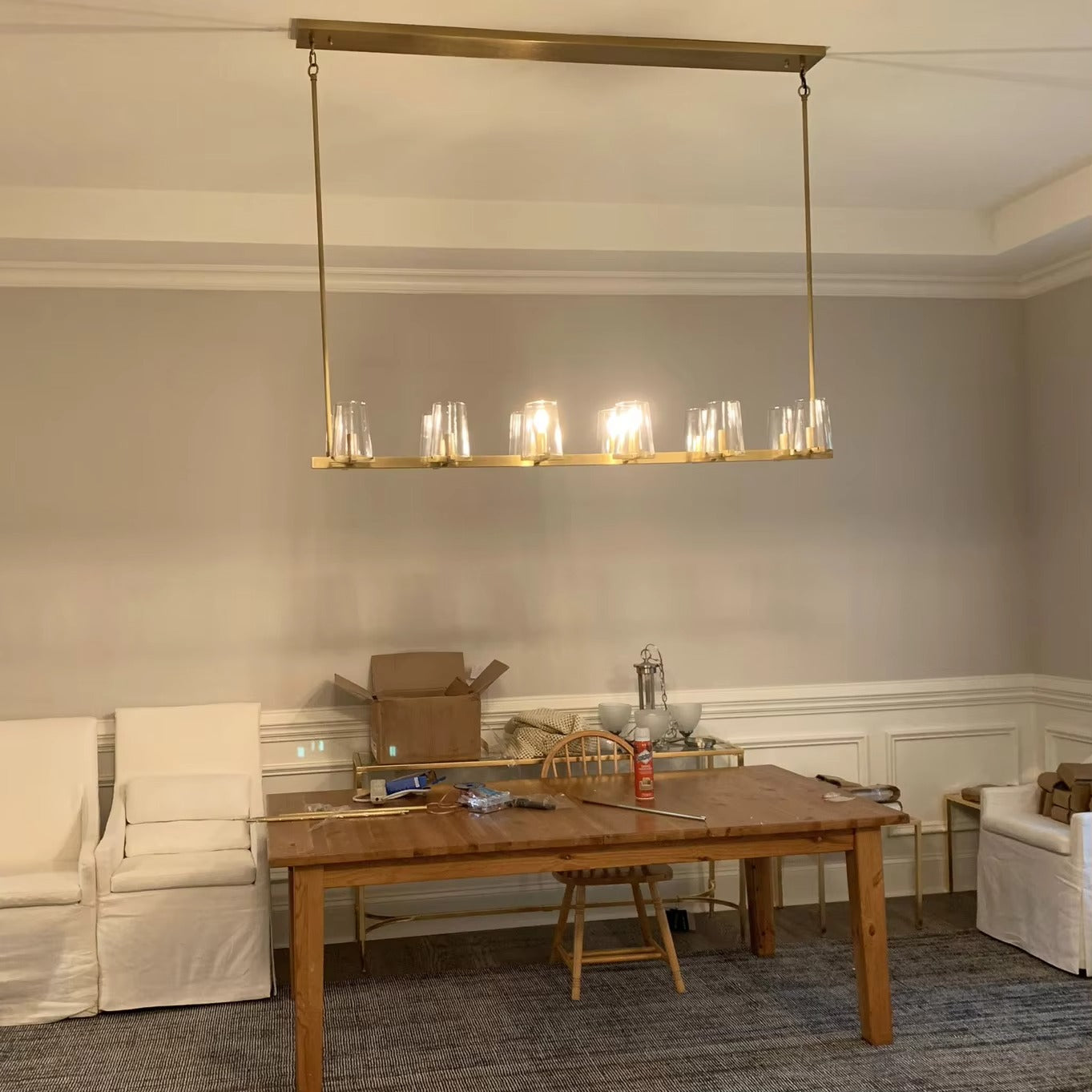 60 Inch Tapered Glass Candle Linear Chandelier - Pauillac