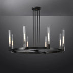 48 Inch Fluted-Glass Candlestick Round Chandelier - Cannele