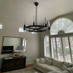 48 Inch Fluted Glass Wagon Wheel Chandelier - Cannele