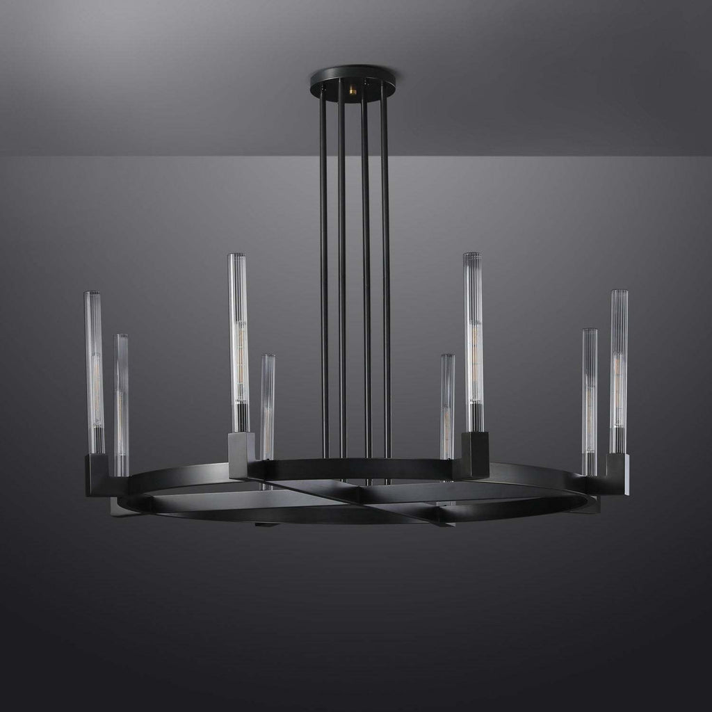 48 Inch Fluted-Glass Candlestick Round Chandelier - Cannele