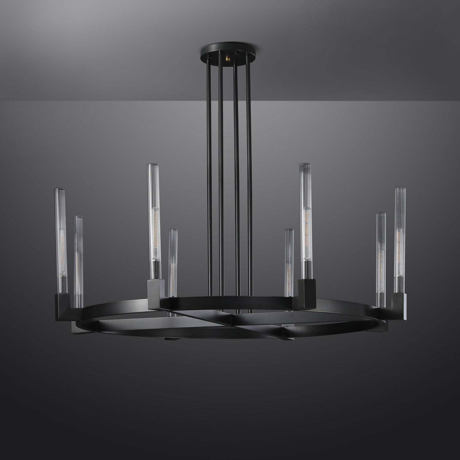 48 Inch Fluted-Glass Candlestick Round Chandelier - Cannele