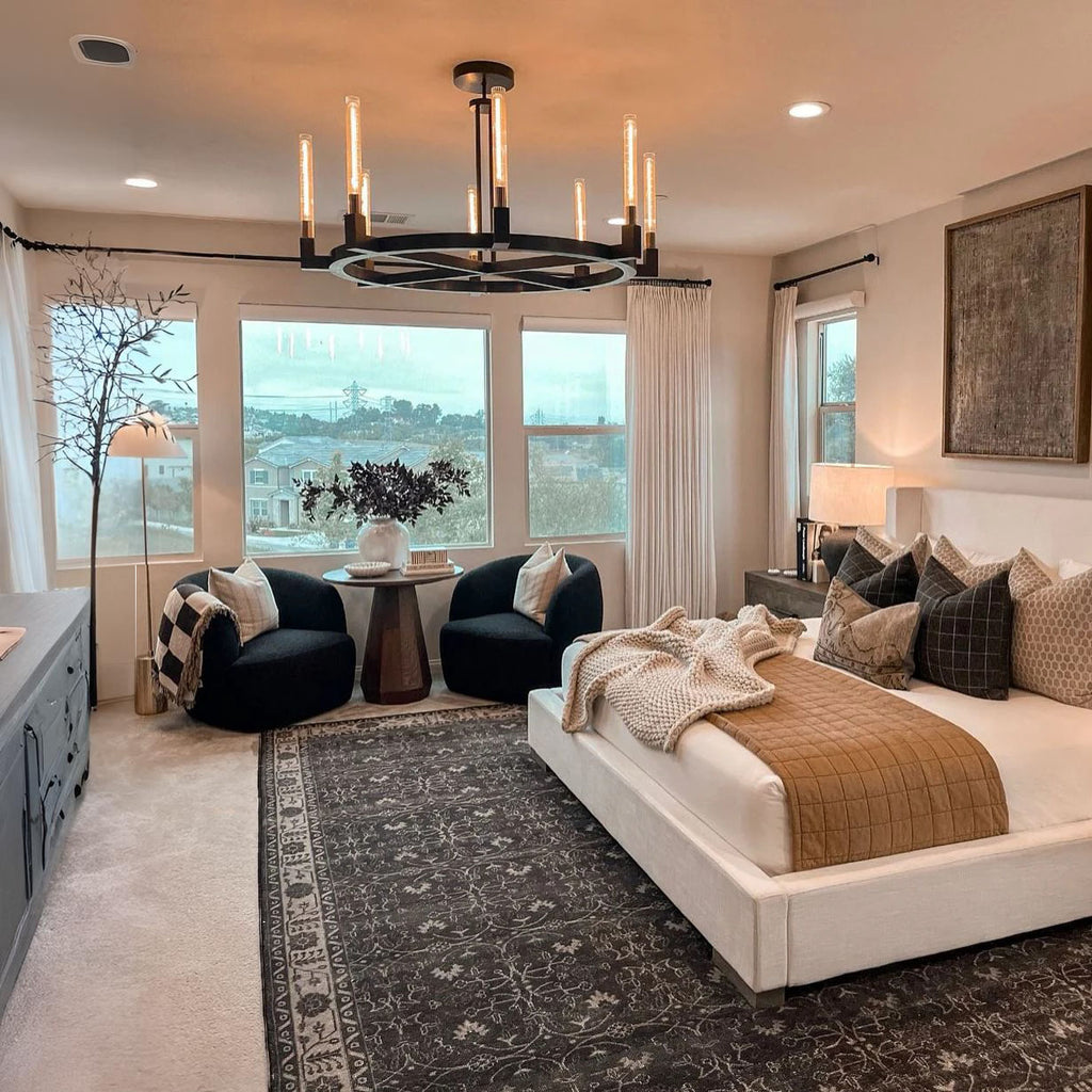 48 Inch Fluted Glass Round Candle Chandelier - Cannele