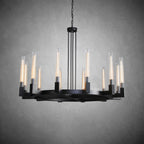 60 Inch Fluted-Glass Candlestick Round Chandelier - Cannele