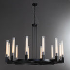 60 Inch Fluted-Glass Candlestick Round Chandelier - Cannele