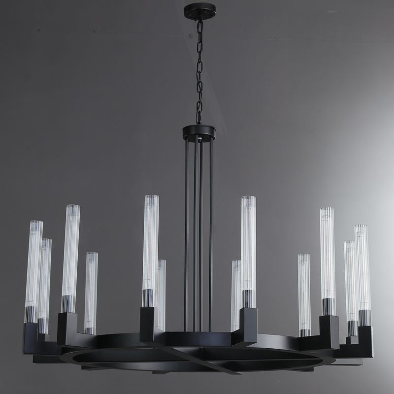 60 Inch Fluted-Glass Candlestick Round Chandelier - Cannele