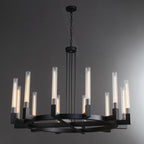 60 Inch Fluted-Glass Candlestick Round Chandelier - Cannele