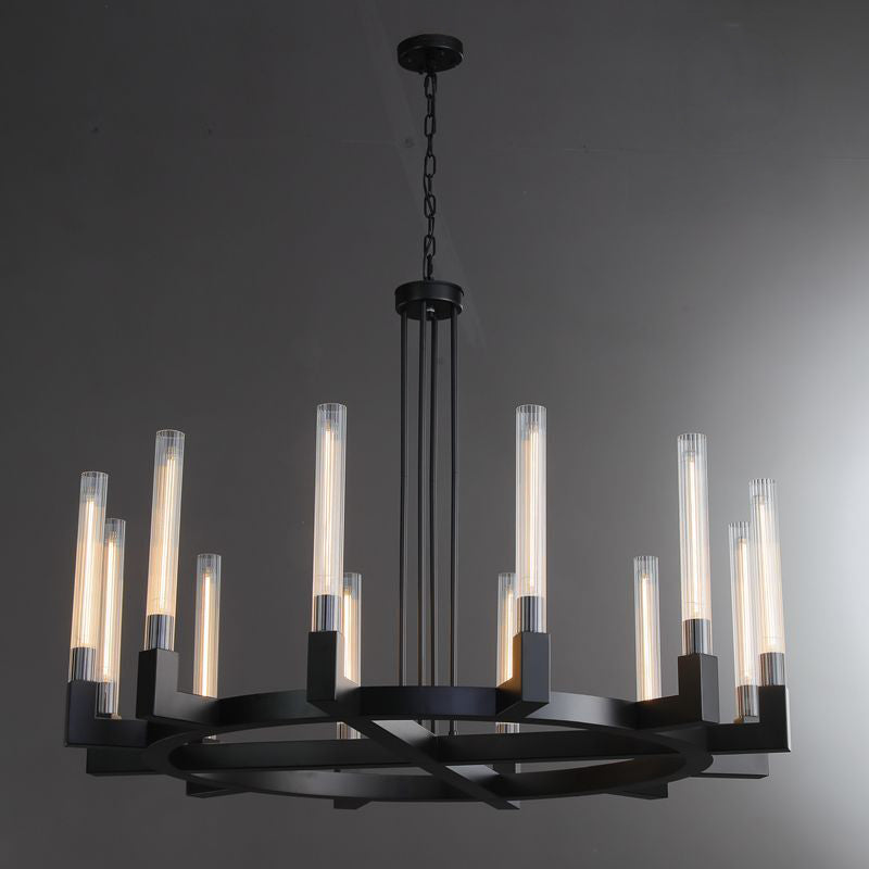 60 Inch Fluted-Glass Candlestick Round Chandelier - Cannele