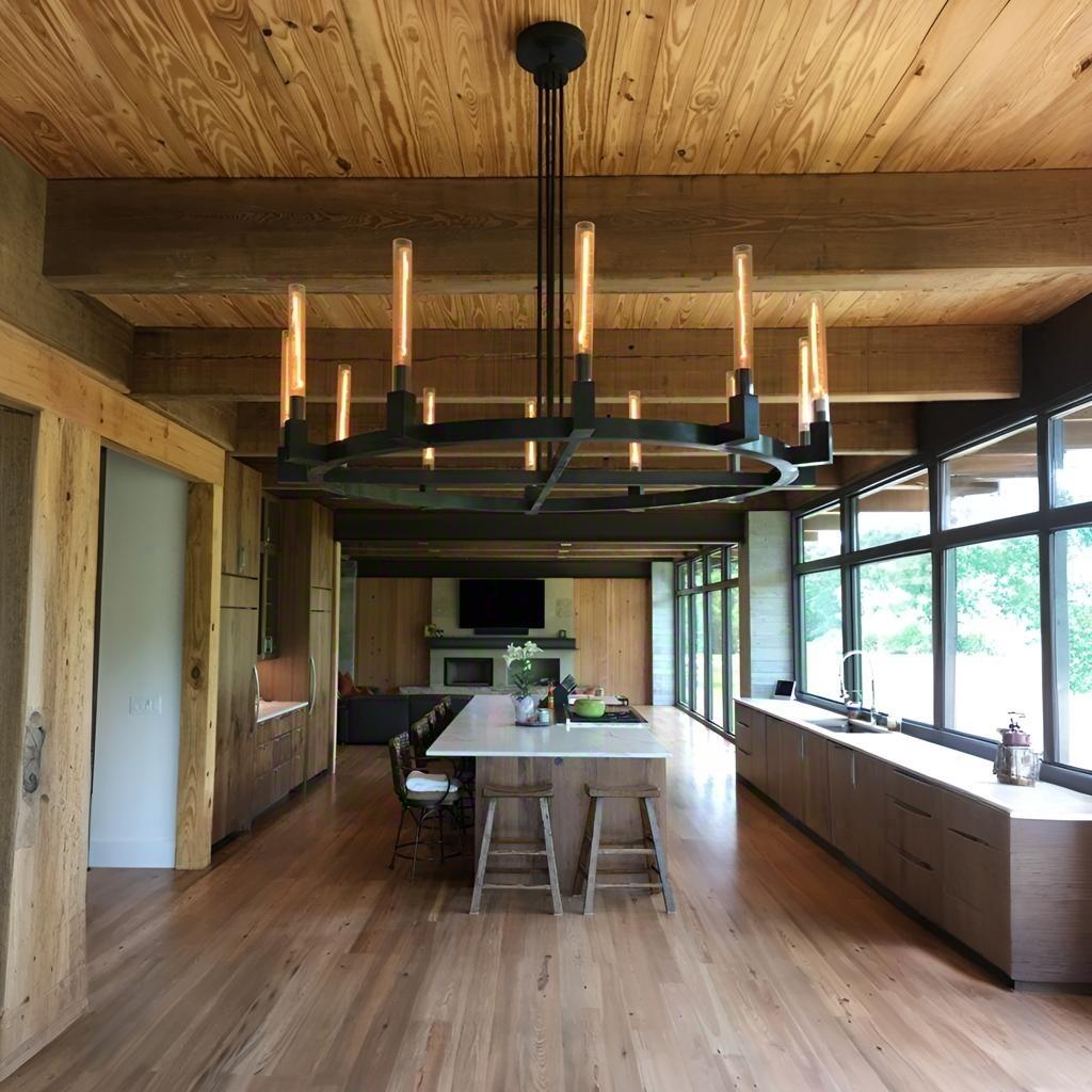 60 Inch Fluted Glass Candlestick Round Chandelier - Cannele