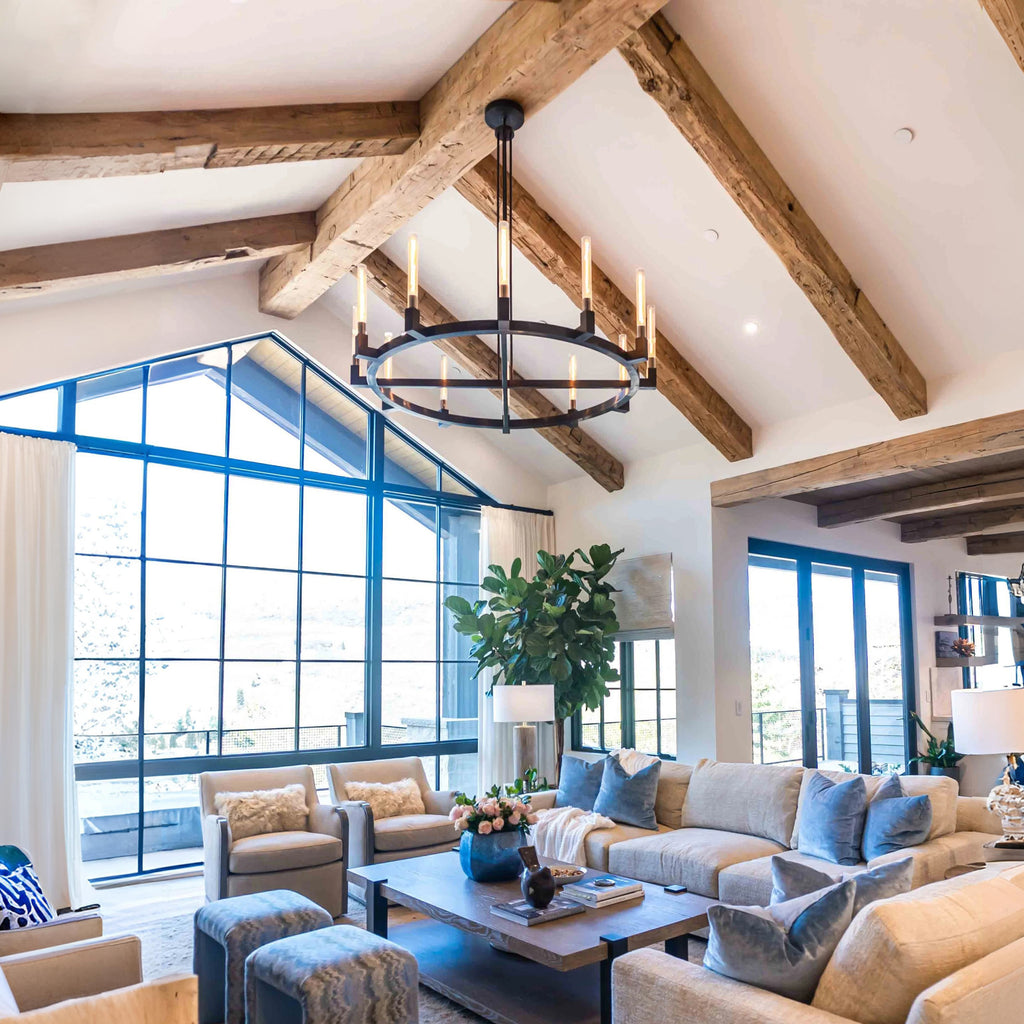 60 Inch Fluted Glass Round Candle Chandelier - Cannele