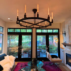 60 Inch Fluted Glass Round Candle Chandelier - Cannele