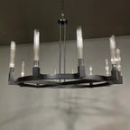 60 Inch Fluted Glass Wagon Wheel Chandelier - Cannele