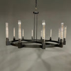 60 Inch Fluted Glass Wagon Wheel Chandelier - Cannele
