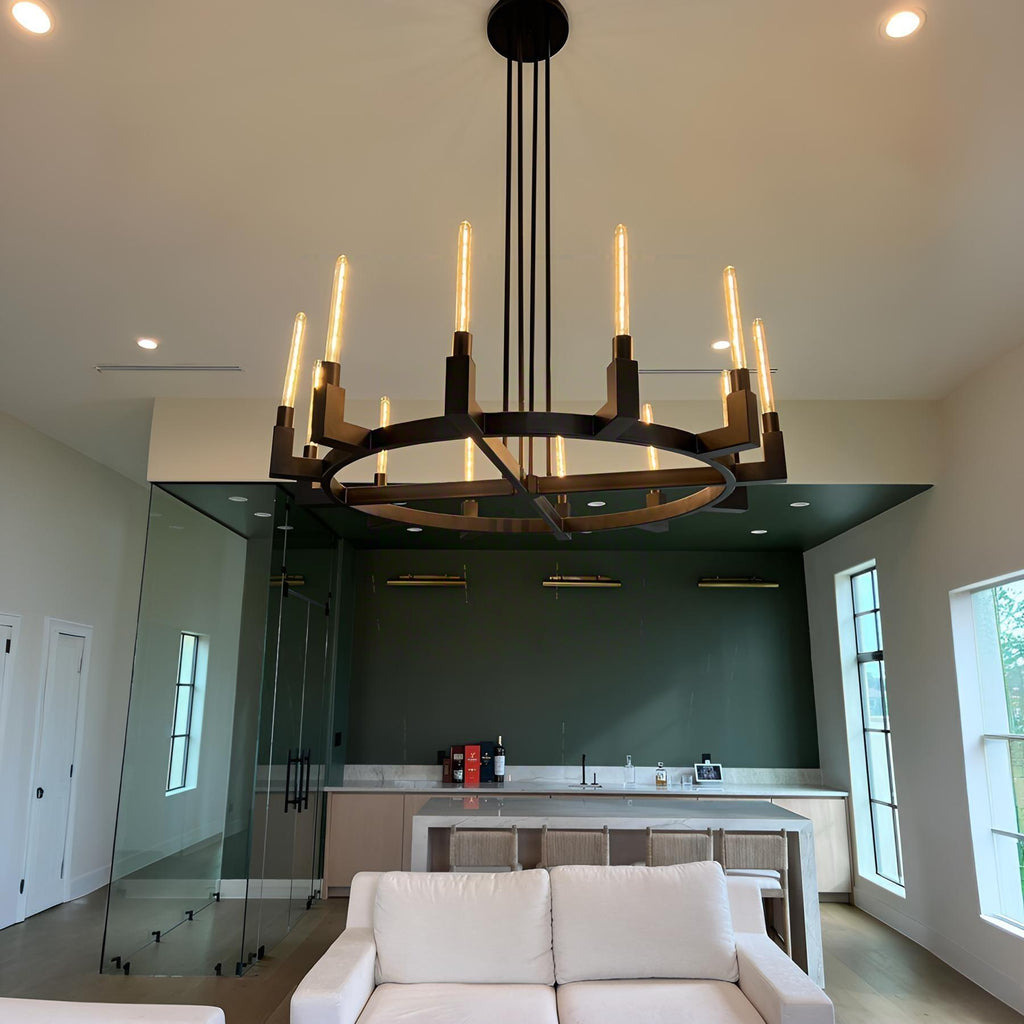 60 Inch Fluted Glass Candlestick Round Chandelier - Cannele