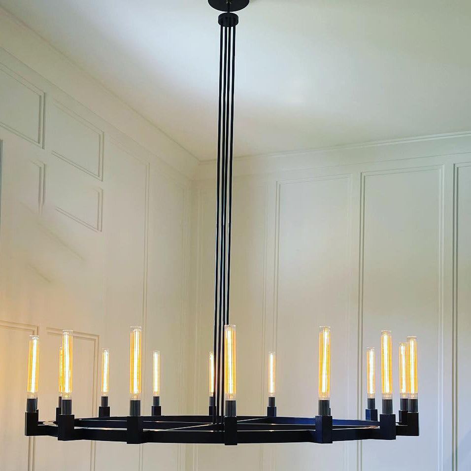 72 Inch Fluted-Glass Candlestick Round Chandelier - Cannele