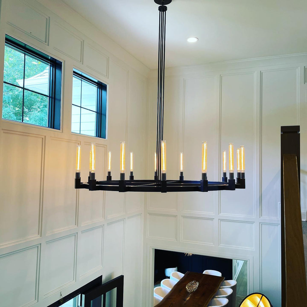 72 Inch Fluted-Glass Candlestick Round Chandelier - Cannele