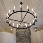 72 Inch Fluted-Glass Candlestick Round Chandelier - Cannele