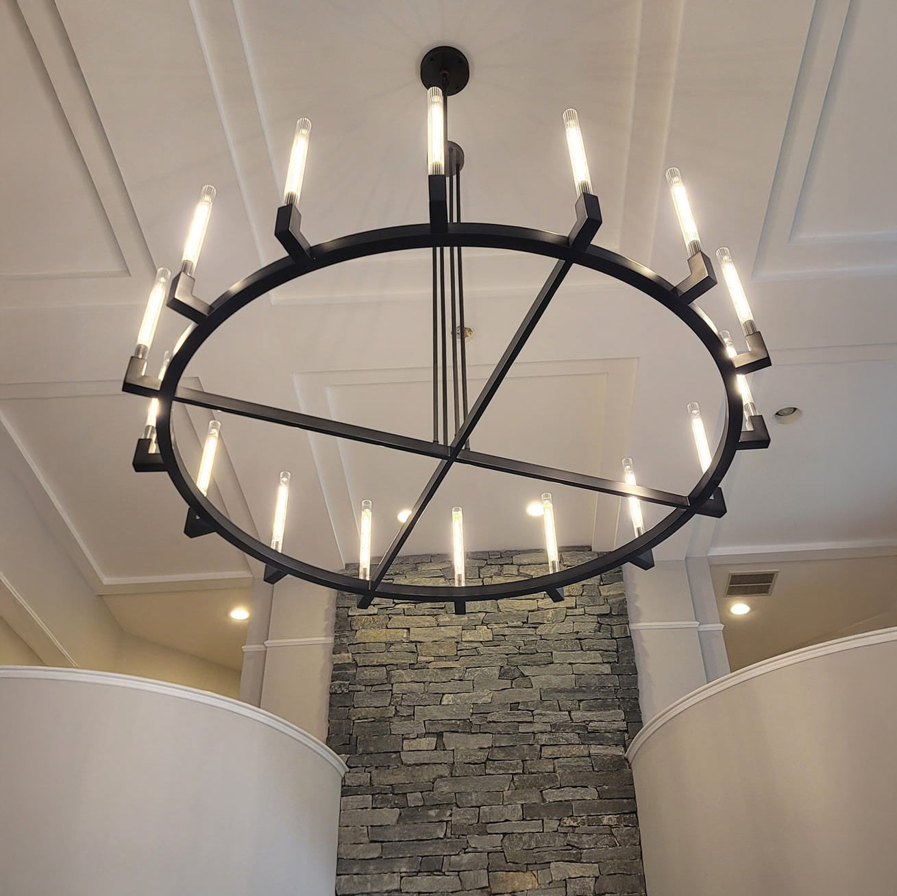 72 Inch Fluted-Glass Candlestick Round Chandelier - Cannele
