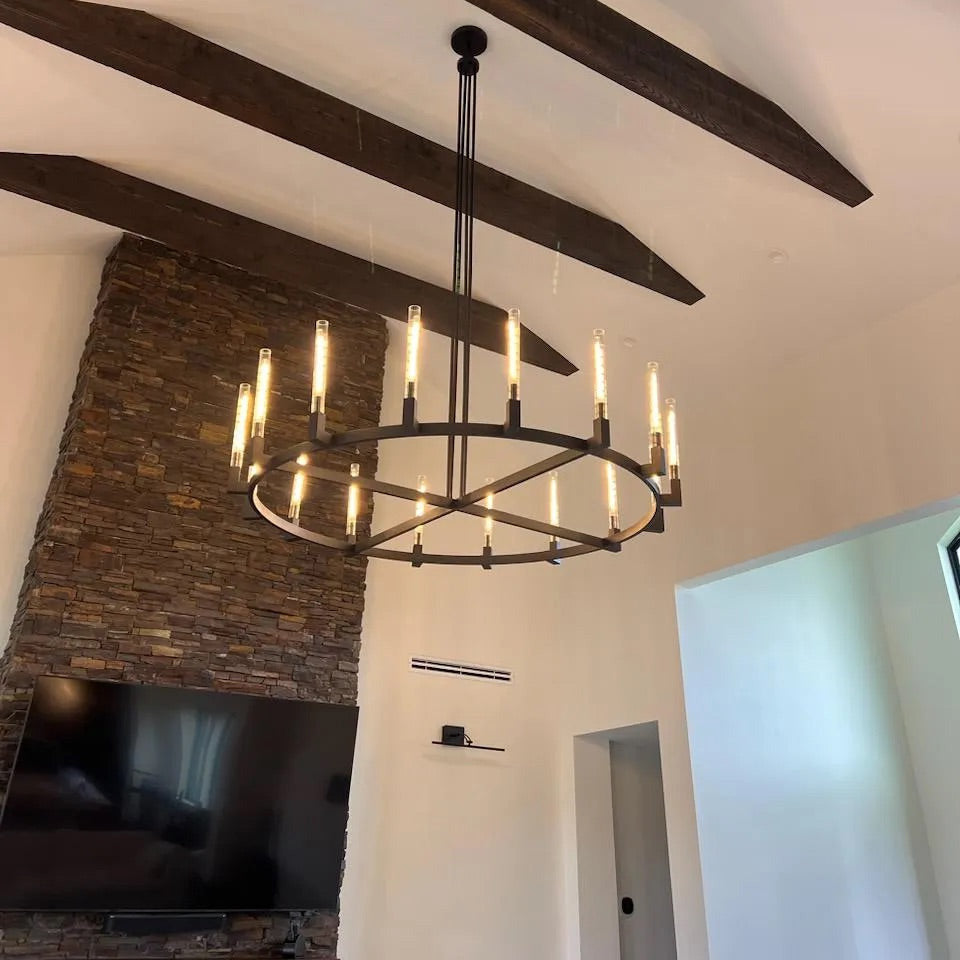 72 Inch Fluted-Glass Candlestick Round Chandelier - Cannele