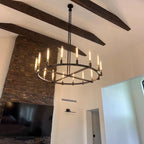 72 Inch Fluted-Glass Candlestick Round Chandelier - Cannele