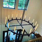 72 Inch Fluted-Glass Candlestick Round Chandelier - Cannele