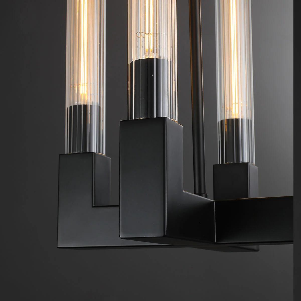 12 Inch Fluted Glass Candlestick Pendant Light - Cannele