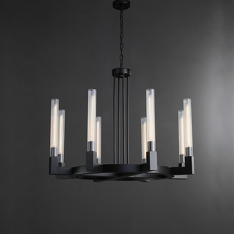36 Inch Fluted-Glass Candlestick Round Chandelier - Cannele