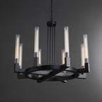 36 Inch Fluted-Glass Candlestick Round Chandelier - Cannele
