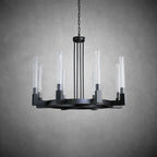 36 Inch Fluted-Glass Candlestick Round Chandelier - Cannele