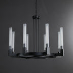 36 Inch Fluted-Glass Candlestick Round Chandelier - Cannele