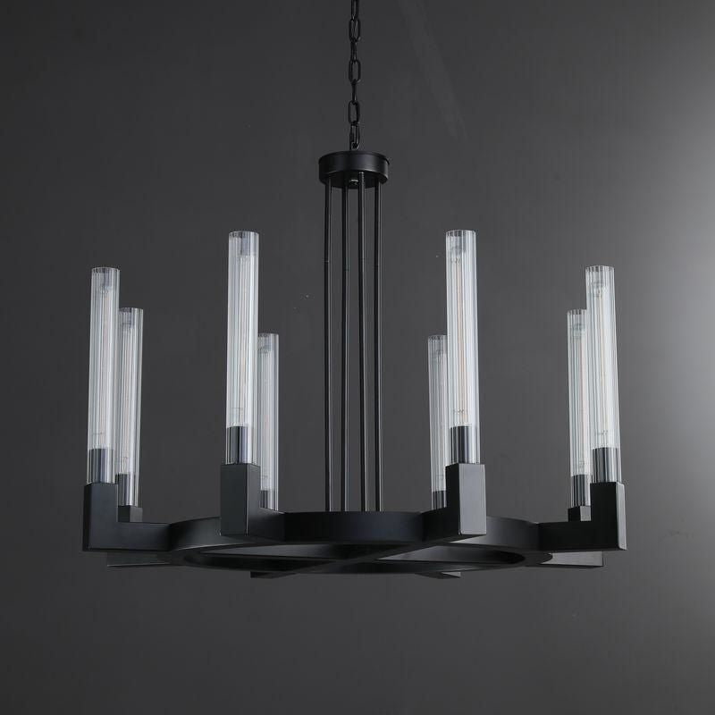 36 Inch Fluted-Glass Candlestick Round Chandelier - Cannele
