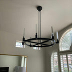 36 Inch Fluted-Glass Candlestick Round Chandelier - Cannele