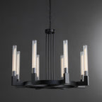 36 Inch Fluted-Glass Candlestick Round Chandelier - Cannele