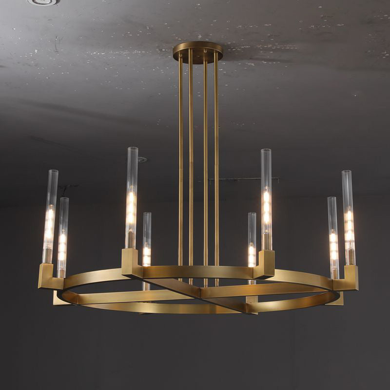 48 Inch Fluted-Glass Candlestick Round Chandelier - Cannele